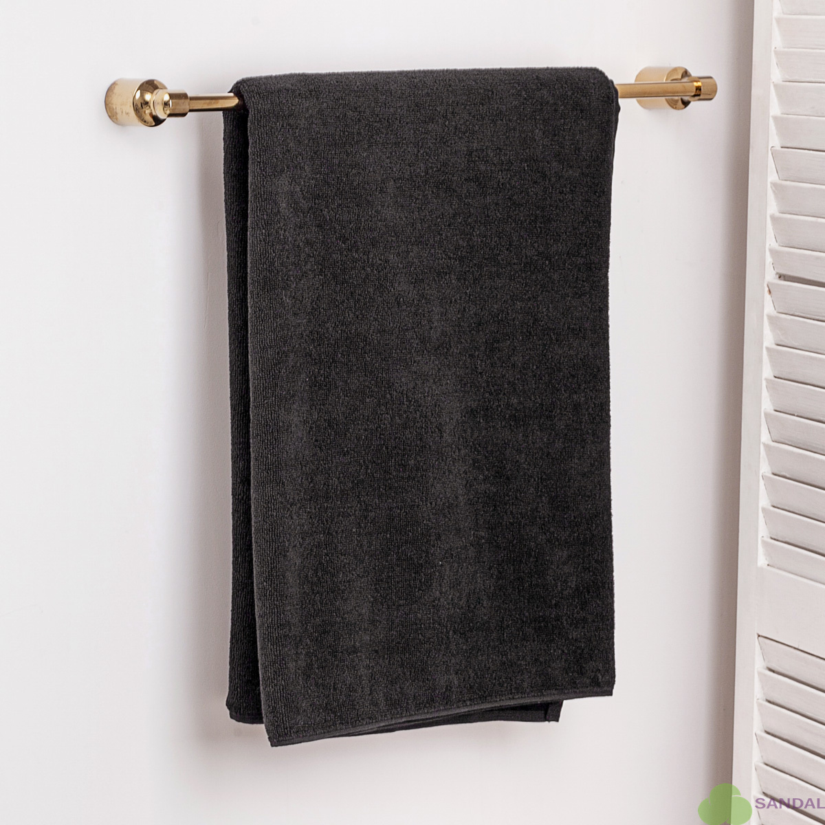 Махровое полотенце большое Sandal "люкс" 100*150 см., цвет - черный.