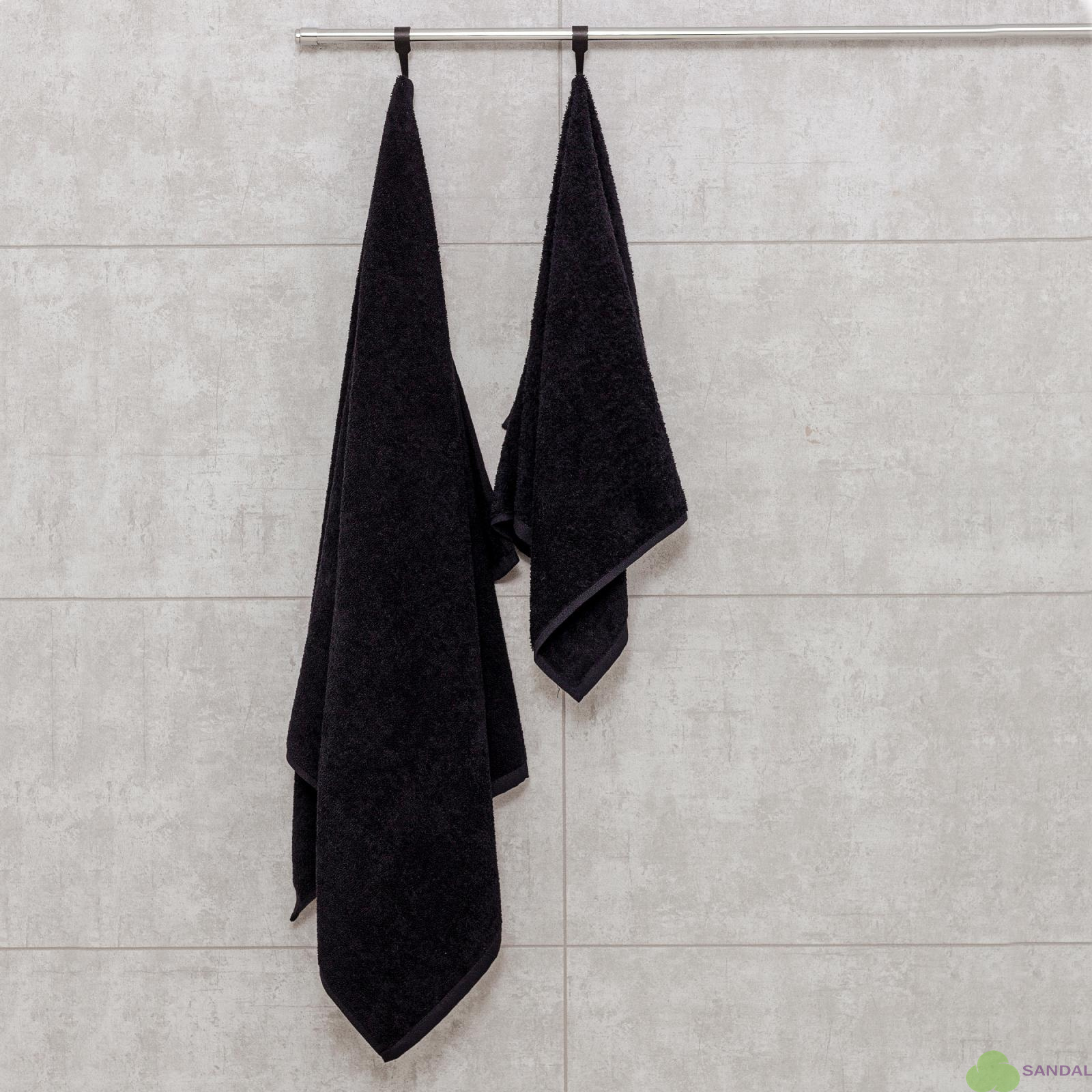 Набор махровых полотенец "люкс" из 2-х штук (50*90, 70*140 см.). Цвет - черный.