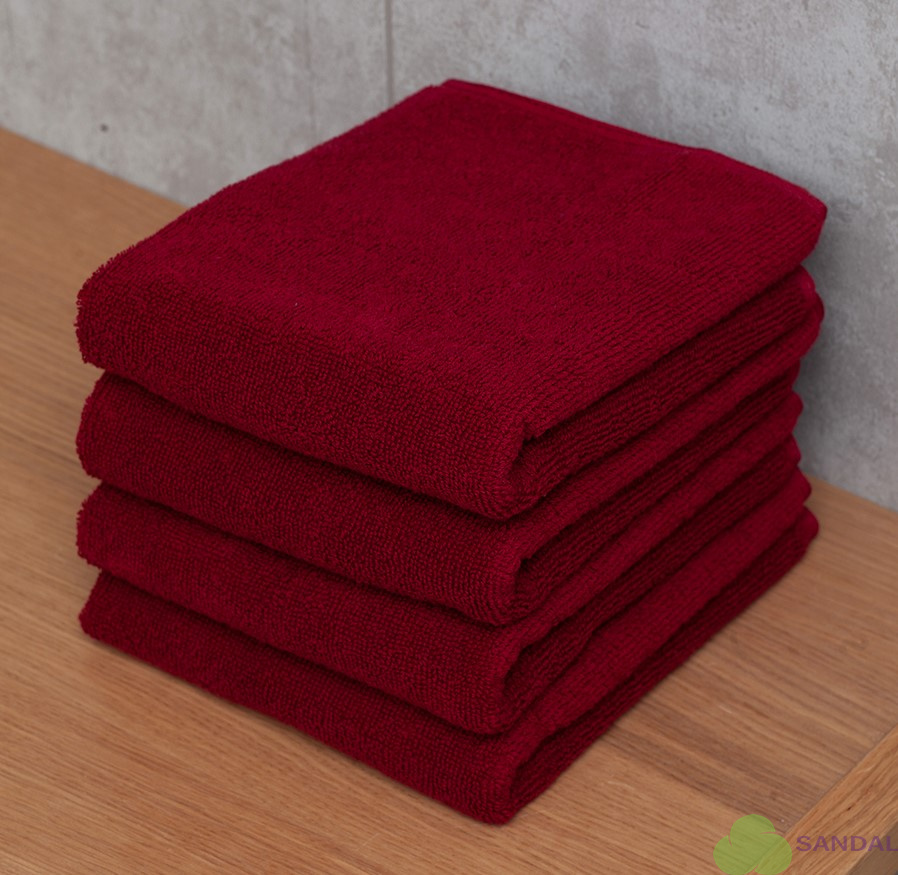 Набор махровых полотенец Sandal "люкс" 40*70 см., цвет - бордовый, пл. 450 гр. - 4 шт.