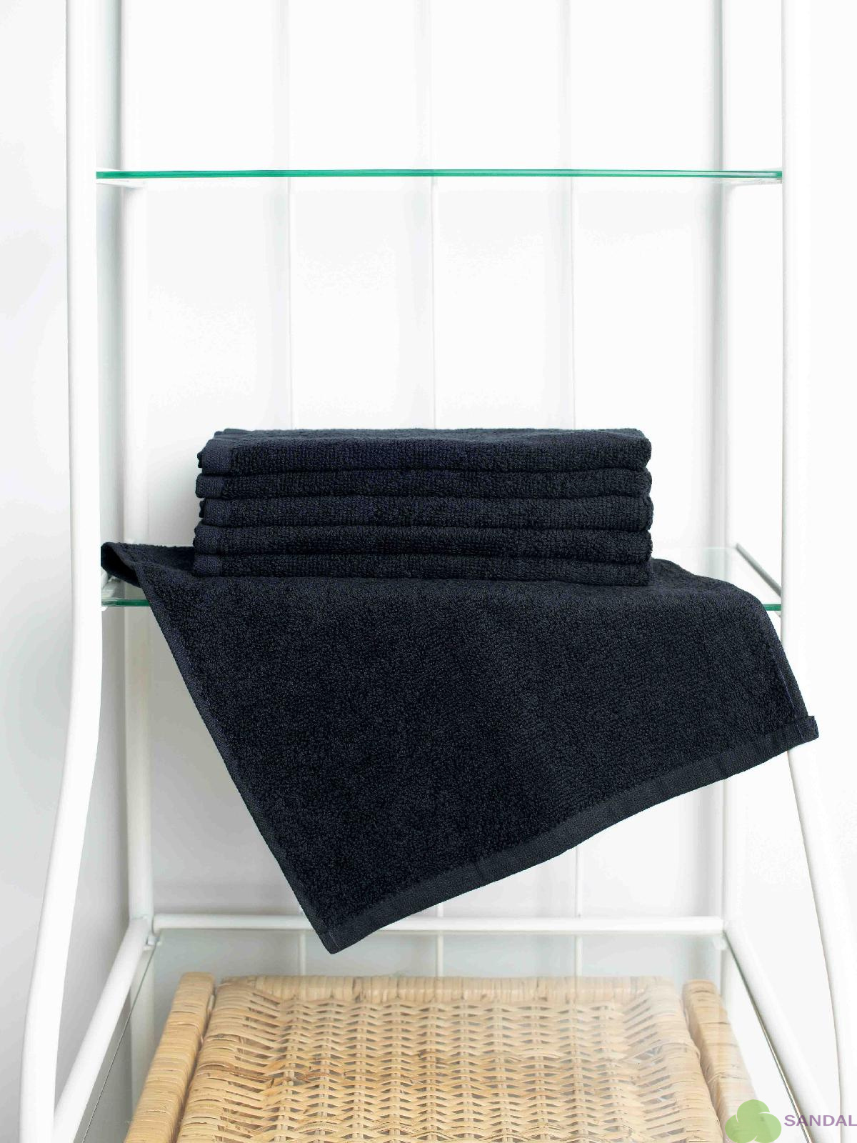 Набор махровых полотенец Sandal "люкс" 30*50 см., цвет - черный, пл. 450 гр. - 6 шт.