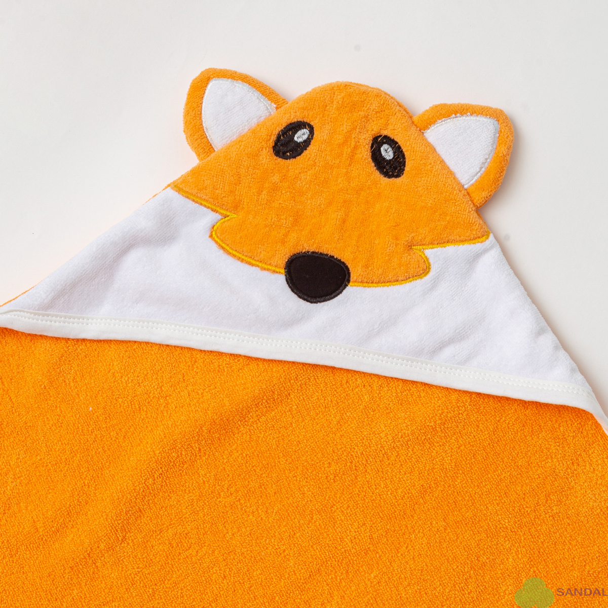Полотенце-уголок SANDAL детское для купания "лиса", 100*100 см., цвет - оранжевый