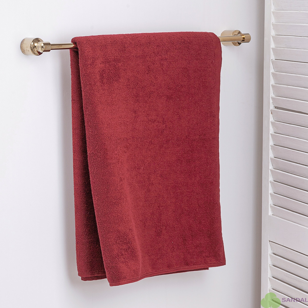 Махровое полотенце большое Sandal "люкс" 100*150 см., цвет - бордовый.