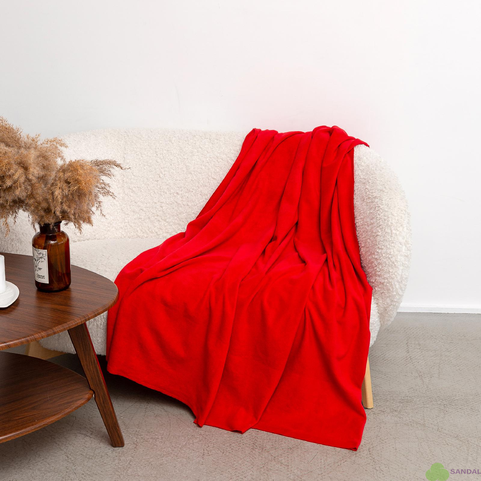 Плед флисовый "люкс" с эффектом "антипиллинг" 150х170 см., плотность 230 гр., цвет - красный