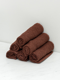 Набор махровых салфеток осибори Sandal "оптима" 30*30 см., цвет - коричневый, плотность 380 гр. - 6 шт