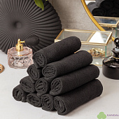 Набор махровых салфеток осибори Sandal "premium" 30*30 см., цвет черный, 10 шт.