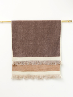 Подарочный набор махровых полотенец Sandal из 2-х шт. (50*90 и 70*140 см.), цвет -  ореховый + светлая олива (Bahroma), плотность 500 гр.