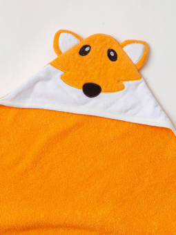 Полотенце-уголок SANDAL детское для купания "лиса", 100*100 см., цвет - оранжевый